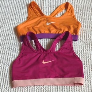 Nike Size Small Bundle Of 2 Racerback Sport Bras Orange Purple Pink Peach